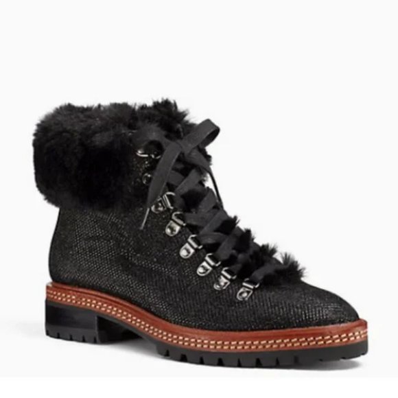 kate spade black lace up rosalie boots size 7 nwot - Picture 1 of 6
